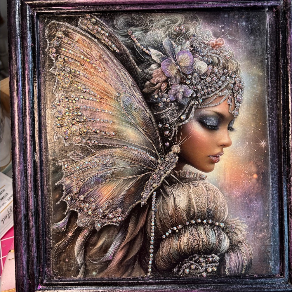 Ethereal Fairy Wall Art Print in Iridescent Purple and Gold